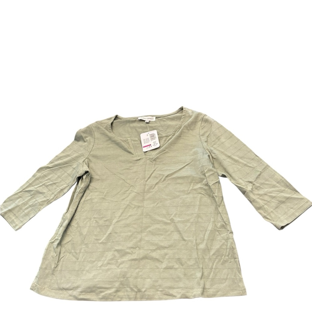 Emily Daniels‎ 3/4 Sleeve Knit Top Blouse Shirt Women’s Petite Large Green NEW